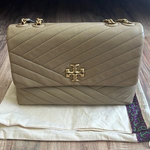 Tory Burch Kira Convertible Shoulder Bag in Pebblestone color